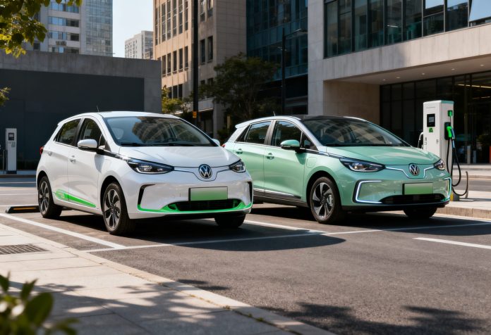 Mehrere sparsame Hybrid-Kleinwagen mit niedrigem Kraftstoffverbrauch