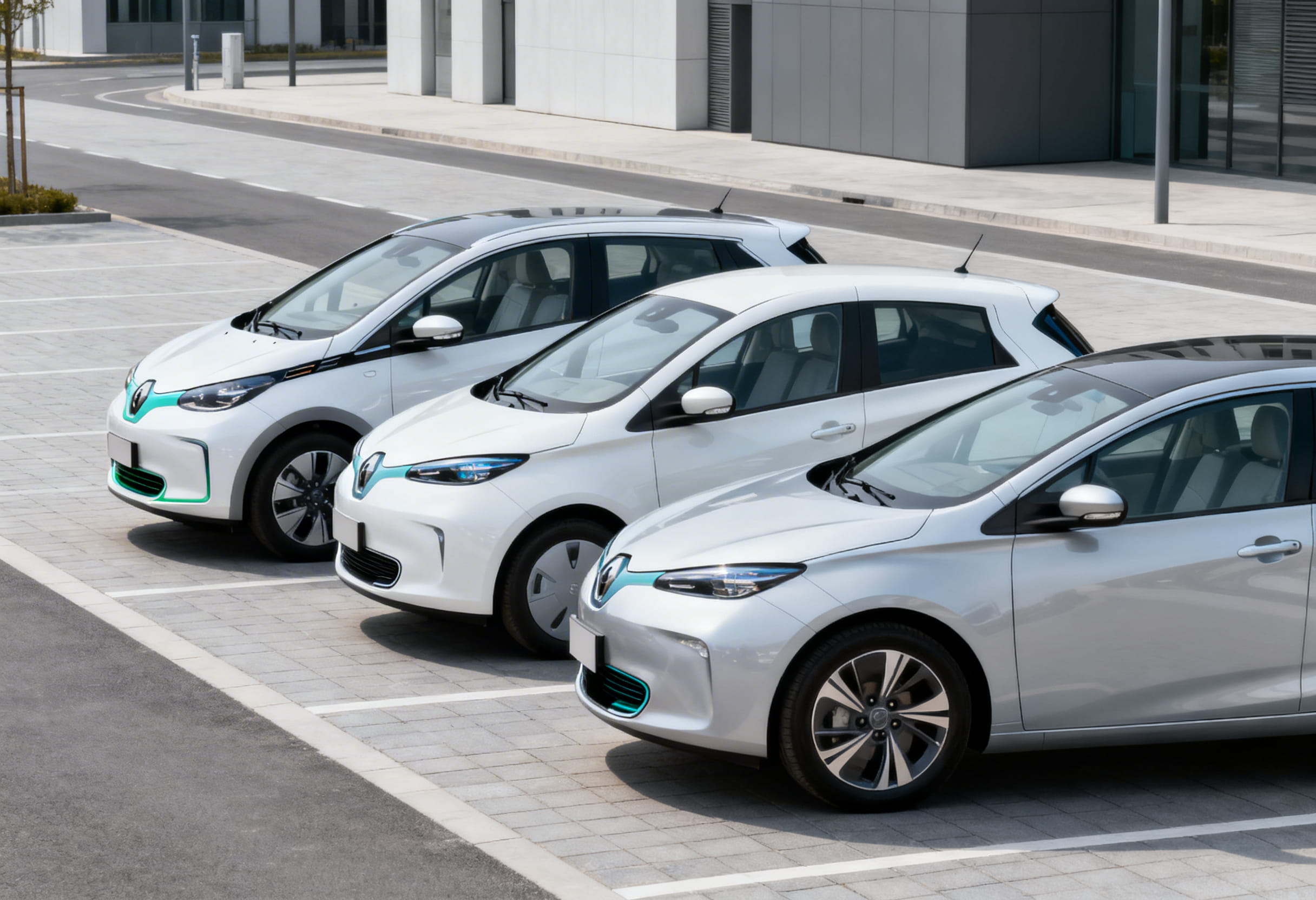 Mehrere sparsame Kleinwagen, Hybridautos und ein Elektroauto im Vergleich der effizientesten Fahrzeuge 2026