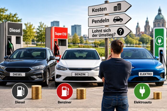 Diesel, Benziner oder Elektroauto 2026 – Kostenvergleich für Pendler